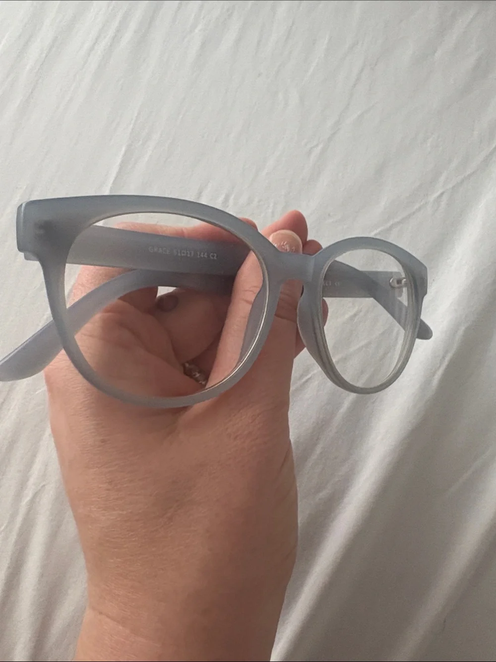Matte light blue Round Women's Sunglasses Grace with prescription